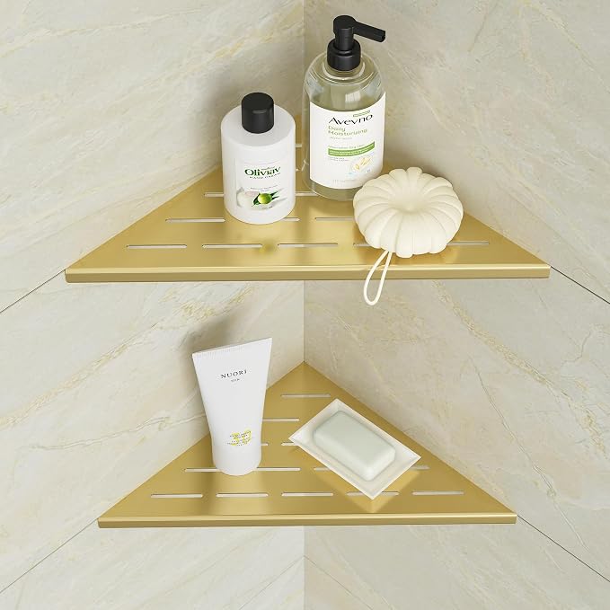 Neodrain 12 Inch Golden Corner Shower Shelves, Corner Shelf by Neodrain
