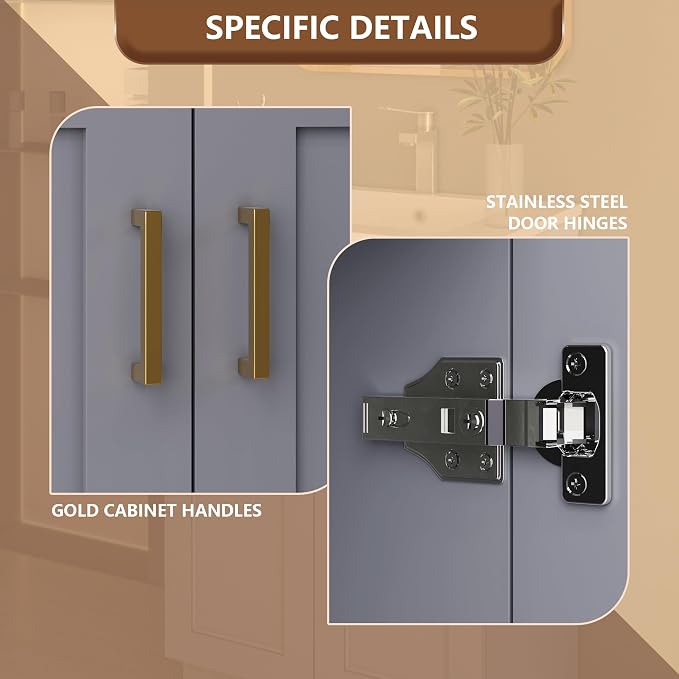 30 Inch Bathroom Vanity with Sink, Wooden Bathroom Sink Cabinet with Soft-Close - Image 8