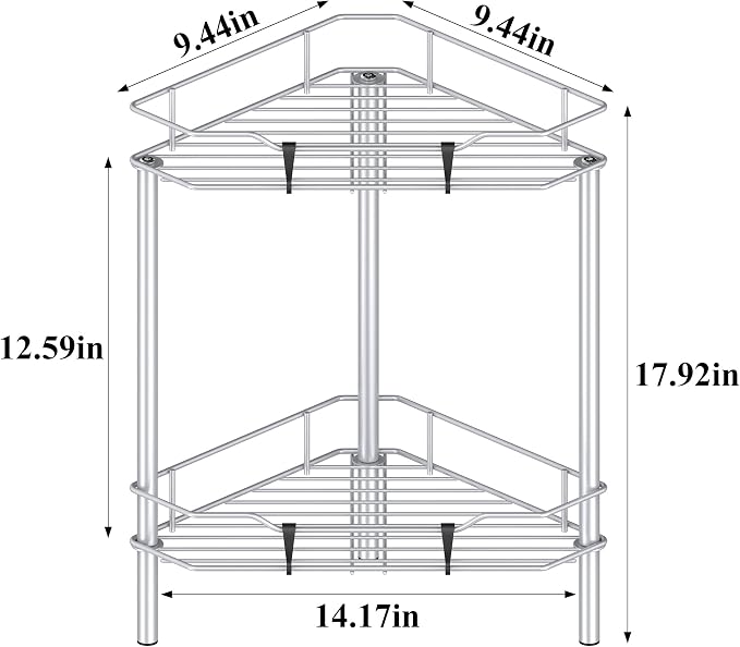 2 Tier Floor Standing Corner Shower Caddy Organizer Shelf - Image 4