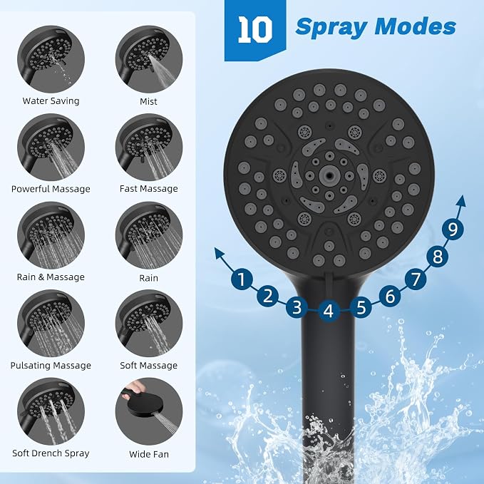 Hibbent cUPC Certified All Metal 10" Rainfall Showerhead Combo, High Pressure - Image 3