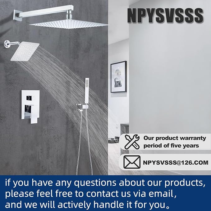 12" Shower Faucet Set Rain Shower System - Image 8