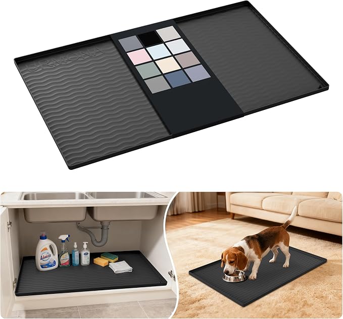 URMONA Waterproof Silicone Under Sink Mat 34'' x 22'' Shelf Liner by URMONA