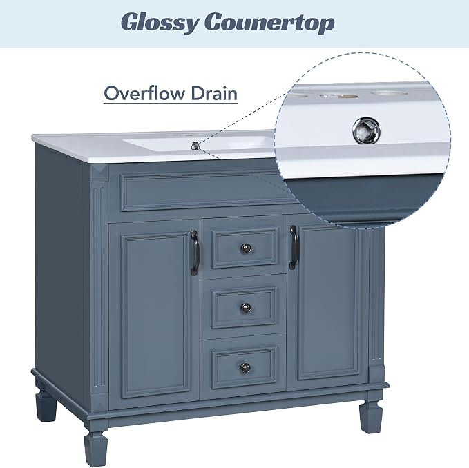 Merax 36” Bathroom Vanity with Sink, 36 inch Bathroom Vanity Storage Cabinet - Image 6