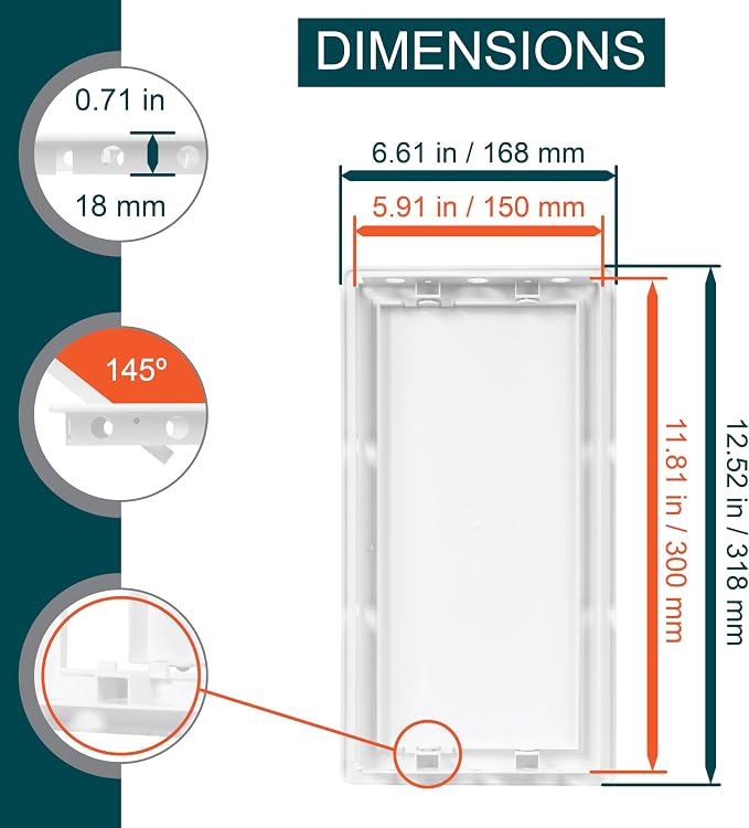 6" x 12" White Plastic Access Panel. Service Shaft Door Panel. Plumbing - Image 2
