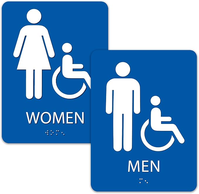 ALPHA DOG ADA SIGNS Men's Women's Restroom Sign Bundle, 8x6 inch, Business by AlphaDog