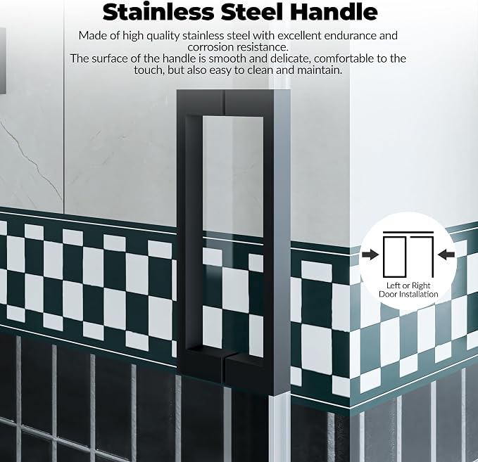Frameless Sliding Shower Door, 5/16" SGCC Tempered Clear Glass - Image 3