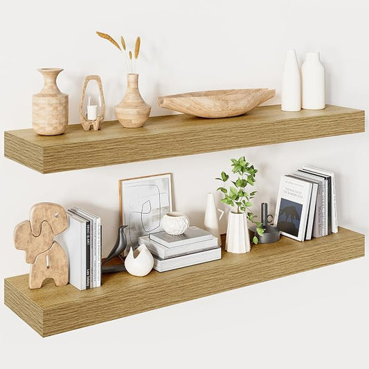 Heimlove Floating Shelves for Wall 36 Inches Long, 9.3" Deep Oak Floating Shelf by Heimlove