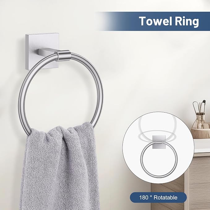 TURS Brushed Nickel 5 Piece Bathroom Hardware Accessories Set, SUS304 Stainless - Image 3