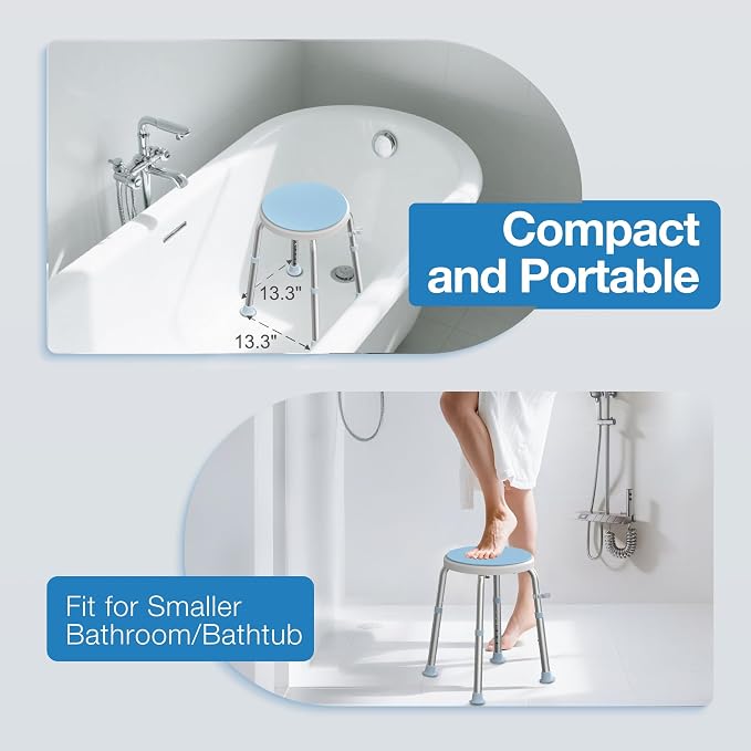 Swivel Shower Stool for Inside Shower, 360° Rotating Bath Stool - Image 4