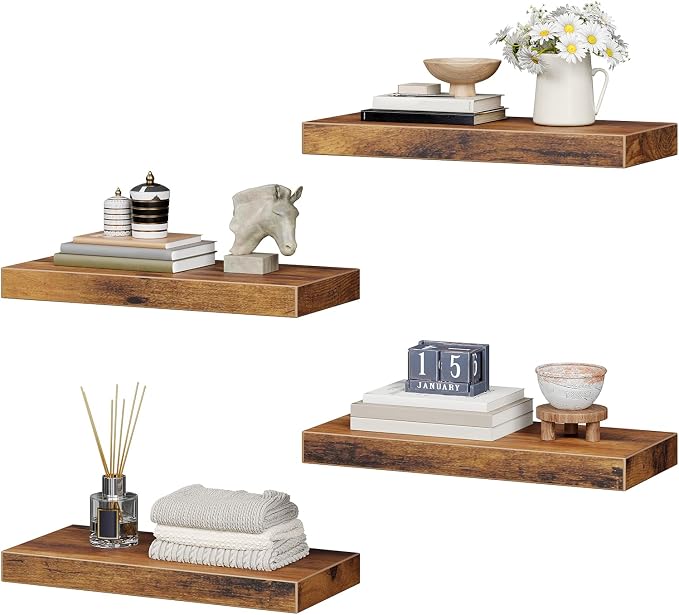 Floating Shelves for Wall, 1.5" Thick Wall Shelf Set of 4 - Image 7