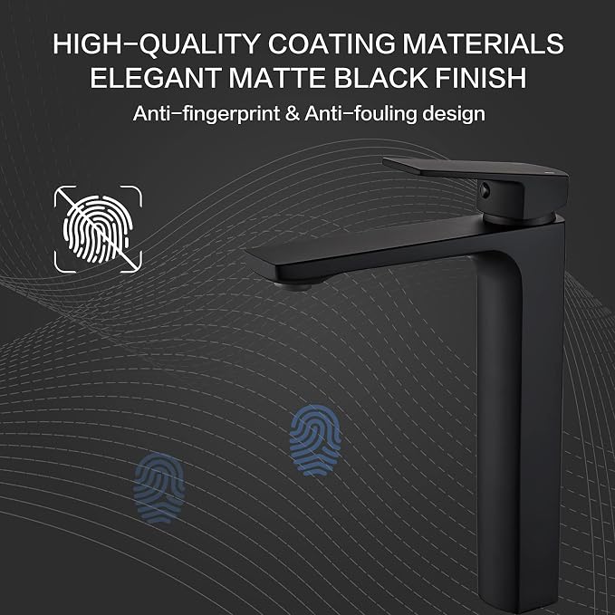 VOTON Black Vessel Sink Single Hole Tall Bathroom Faucet, RV Lavatory Vanity - Image 6