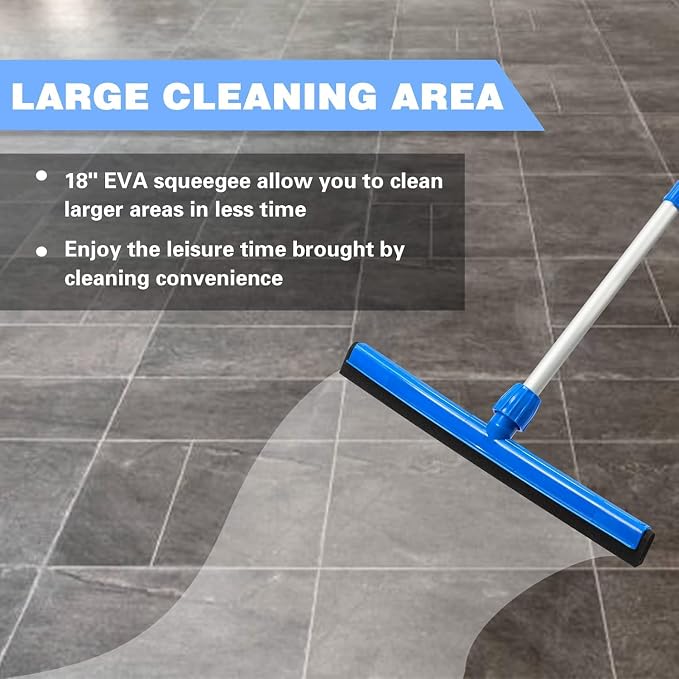 18" Floor Squeegee with 43" Adjustable Aluminum Handle Light Duty Magic Broom - Image 4
