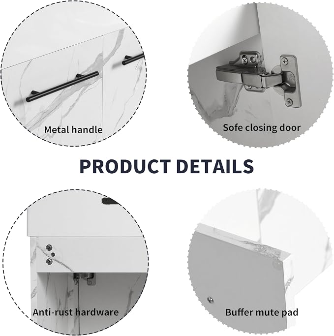 60” Wall Mounted Bathroom Vanity, Bathroom Cabinet - Image 4