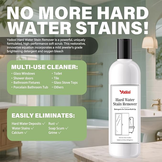 Hard Water Stain Remover, Powerful Shower Glass & Door Cleaner, Easily Removes - Image 2