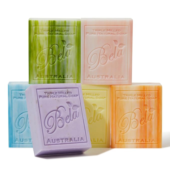 BELA Soap Variety Pack 3.3 OZ, Long Lasting, French Triple Milled Bar Soap by BELAPURENATURALSOAPSANDODORELIMINATINGHOMEFRAGRANCES