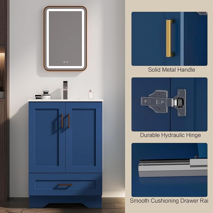 30 inch Bathroom Vanity with Sink, Modern White Vanity - Image 3