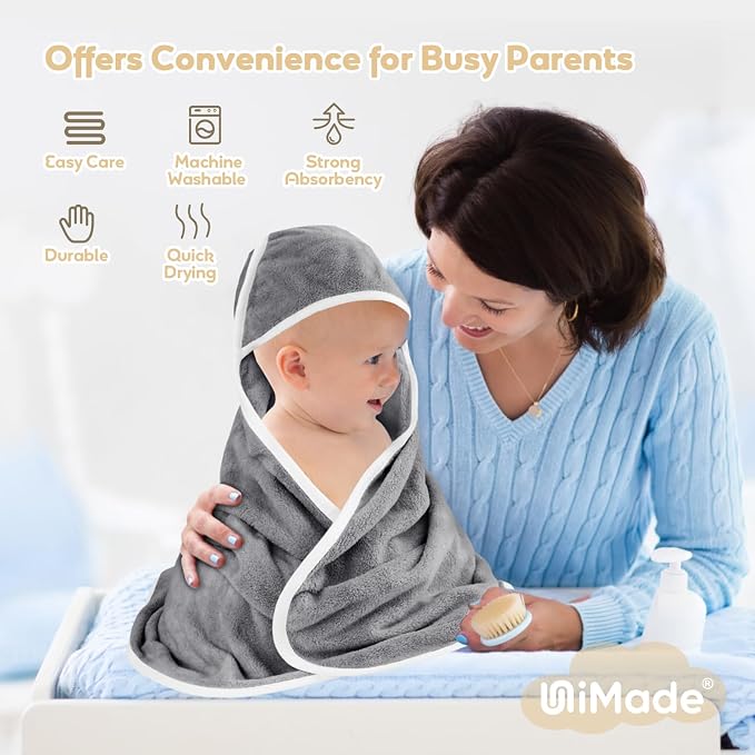 Hooded Towel for Newborn, 4 Pack Soft Coral Fleece Baby Towels, Ultra Absorbent - Image 4
