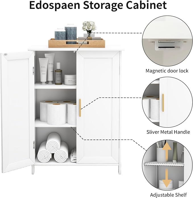 Bathroom Storage Floor Cabinet Freestanding Organizer - Image 4