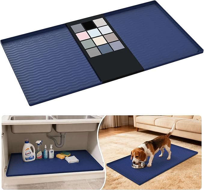 URMONA Waterproof Silicone Under Sink Mat 40'' x 22'' Shelf Liner by URMONA
