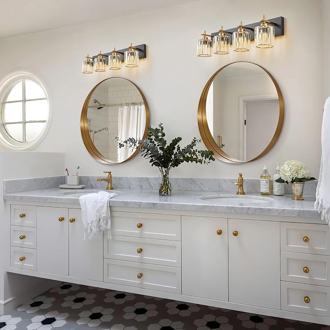 Black Gold Crystal Bathroom Vanity Light, Modern 4-Lights Bathroom Light - Image 6