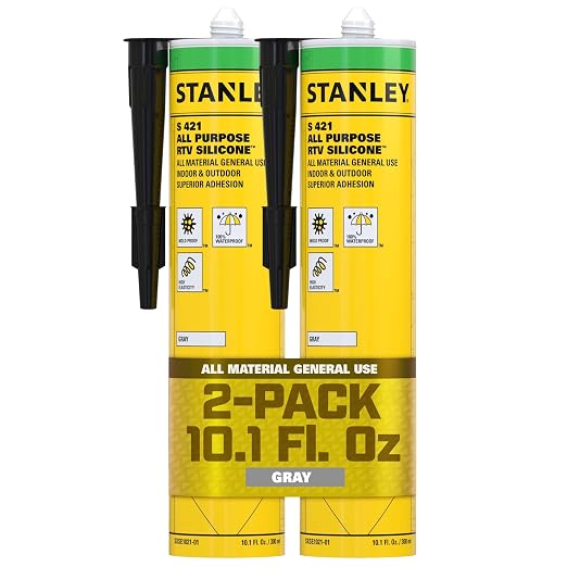 Stanley S421 All-Purpose RTV Silicone Sealant – 100% Waterproof Gray Caulk | by STANLEY