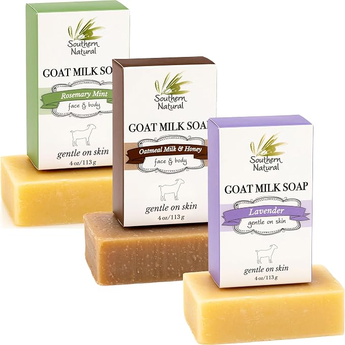 Southern Natural Goat Milk Soap Bar – Lavender, Oatmeal Milk & Honey, Rosemary by SouthernNatural