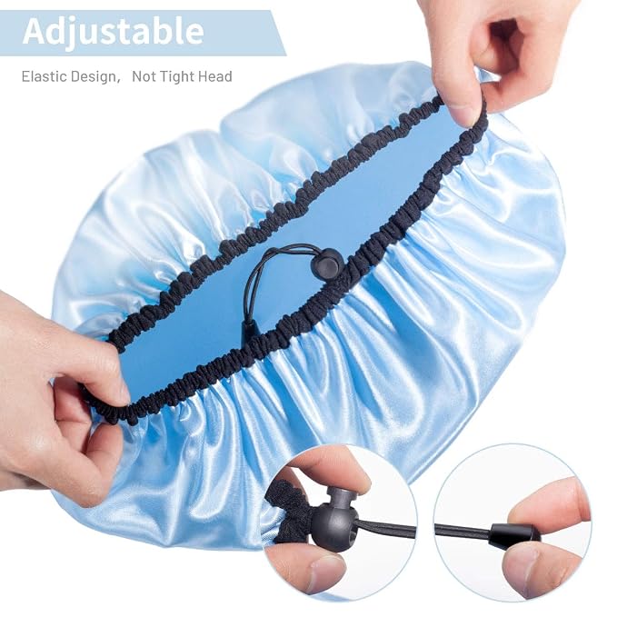 Auban Shower Cap for Women, Adjustable Reusable, Extra Large, Double-Layer - Image 2