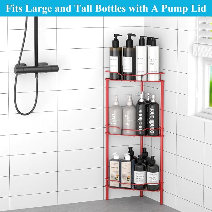 3 Tier Floor Standing Corner Shower Caddy Organizer Shelf - Image 4