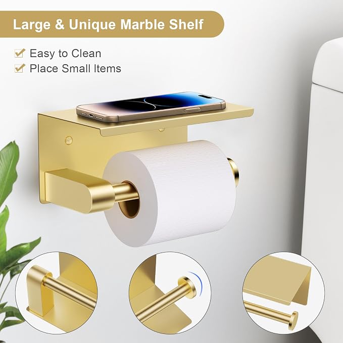 5-Piece Towel Bar Set Brushed Gold Bathroom Hardware Accessories Set Upgraded - Image 2