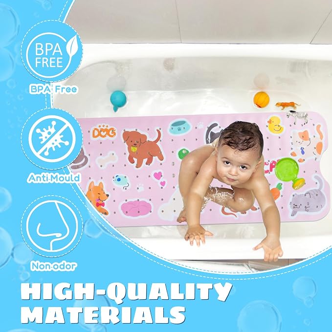 Baby Bath Mat for Tub Non Slip Kids Bathtub Mat Extra Long 40X16 Inch Toddler - Image 2