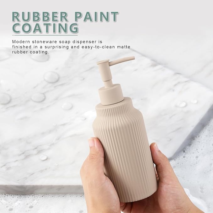 Modern Ceramic Soap Dispenser for Bathroom，14oz Ceramic Soft Touch Hand Lotion - Image 2