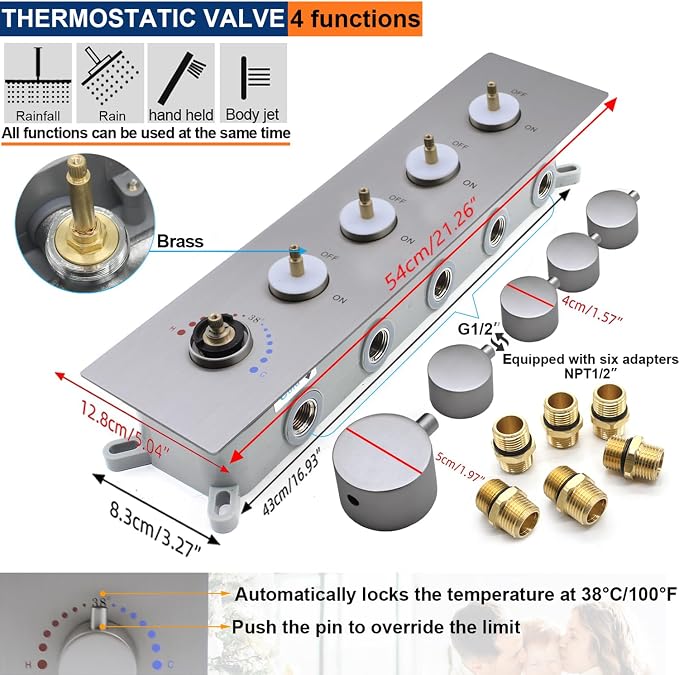 Thermostatic Shower System Dual Shower Heads - Image 3