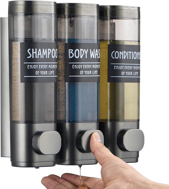 Shampoo and Conditioner Dispenser, GlintGath Shower Dispenser 3 Chamber No by GlintGath