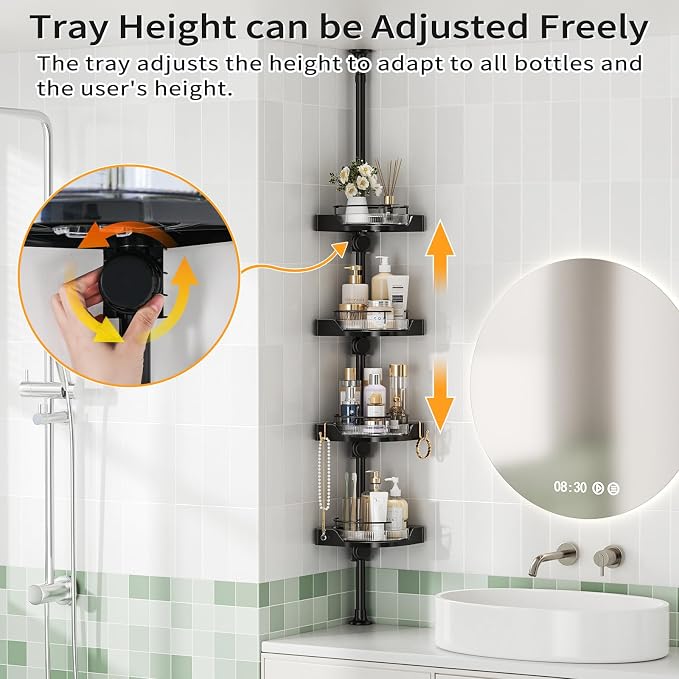 360° Rotating Corner Shower Caddy Tension Pole Organizer - Image 4