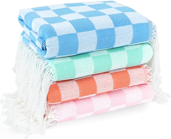 4 Pack Cotton Turkish Beach Towel Lightweight Thin Travel Vacation Essentials by Unknown