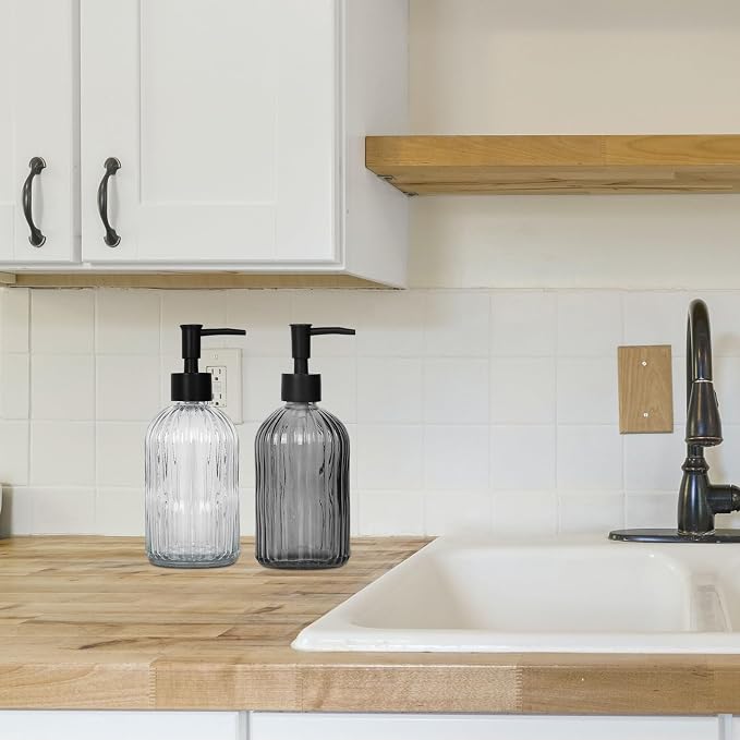 Black & Clear Glass Soap Dispenser - Image 6