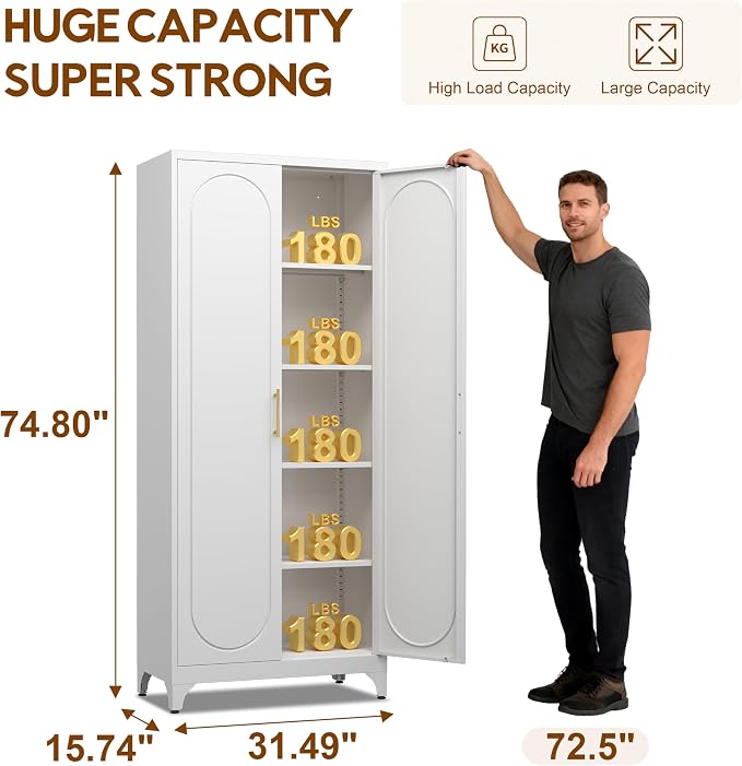 75" Tall Pantry Storage Cabinet, Tall Kitchen Pantry Storage Cabinet - Image 3