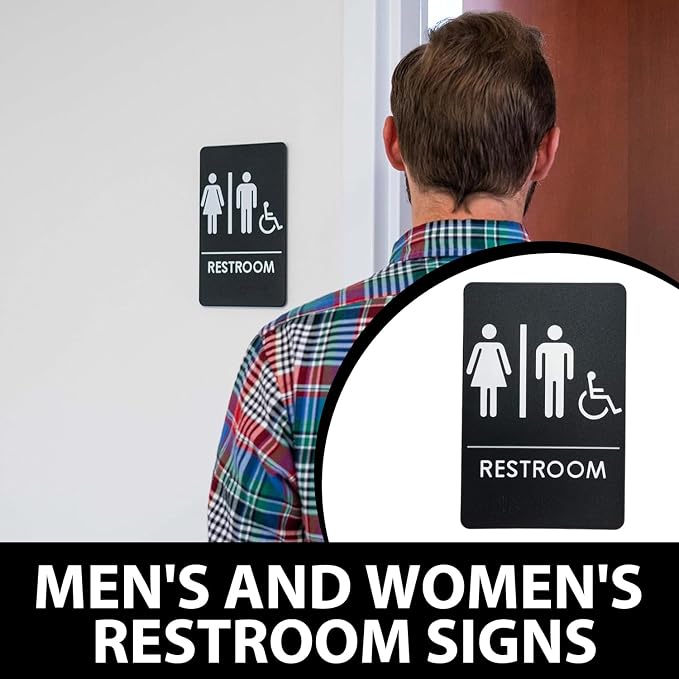 USA Made - Men's and Women's Restroom Signs ADA-Compliant Bathroom Door Signs - Image 2