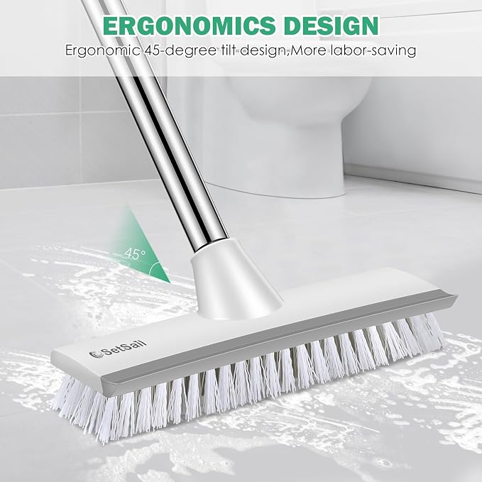 SetSail Floor Scrub Brush with 51-Inch Long Adjustable Handle 2 in 1 Scrape - Image 5