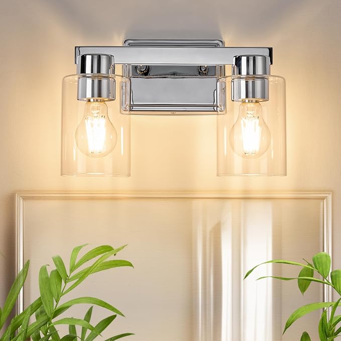 2-Light Bathroom Light Fixtures Modern Chrome Vanity Lights - Image 3