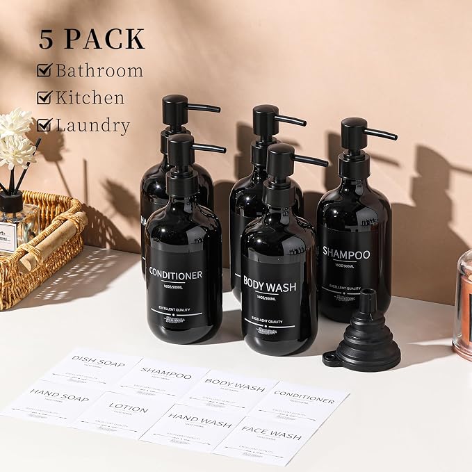 Shampoo and Conditioner Dispenser16.9oz Refillable Shampoo and Conditioner - Image 2