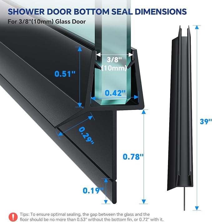 2-Pack Frameless Shower Door Bottom Seal Clear Glass Seal Strip Shower Door - Image 4