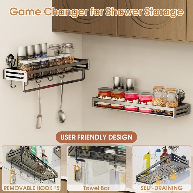Shower Caddy Suction Cup, 11.8 inch 2 Pack Suction Shower Shelf - Image 4