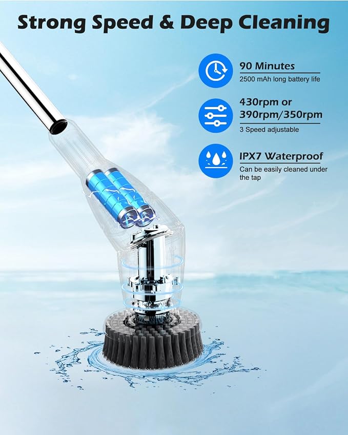 Electric Spin Scrubber Cordless Shower Cleaning Brush - Image 2