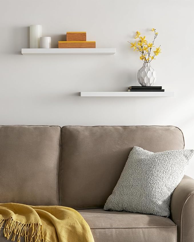 BAYKA Floating Shelves White, 22.5 inches Rustic Wood Wall Mounted Shelves - Image 4