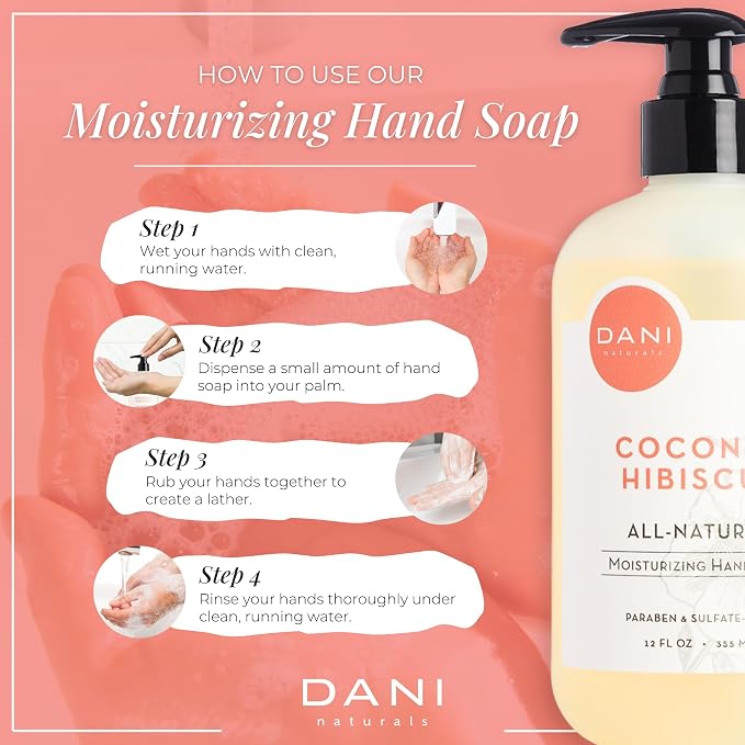 DANI Naturals Moisturizing Hand Soap – Coconut Hibiscus Scent, Sulfate-Free & - Image 5