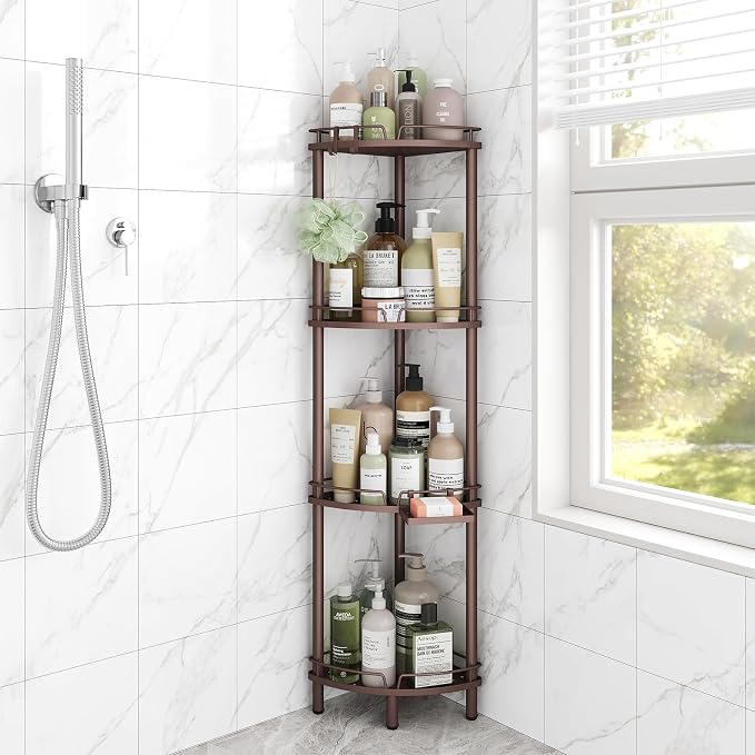 ELYKEN Corner Shower Caddy Standing, 4 Tier Rustproof Metal Shower Organizer by ELYKEN
