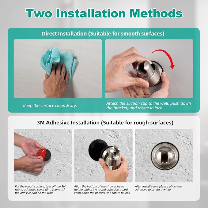 2 Pack Vacuum Suction Cup Shower Head Holder, Removable Shower Head Bracket - Image 7