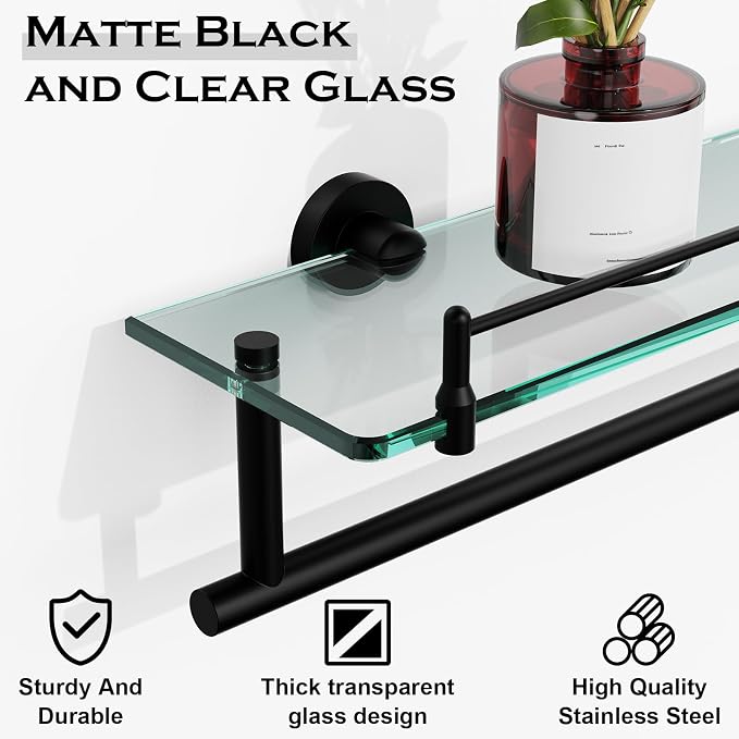 Towel Rack with Tempered Glass Shelf - Image 5