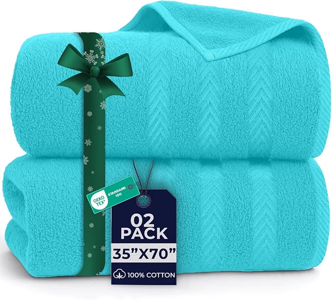 DAN RIVER 2 Pack Luxury Bath Sheets 35x70, 600 GSM, Soft & Quick Dry 100% Ring by DanRiver